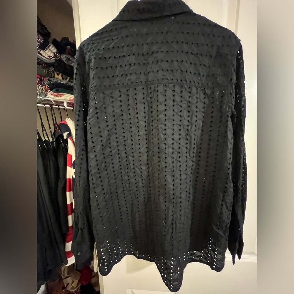 Gap Black Eyelet Button Down Shirt - image 2